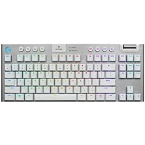 Logitech G915 TKL Tenkeyless Lightspeed Wireless RGB Mechanical Gaming Keyboard, Low Profile Switch Options, Lightsync RGB, Advanced Wireless and Bluetooth Support - Tactile, White