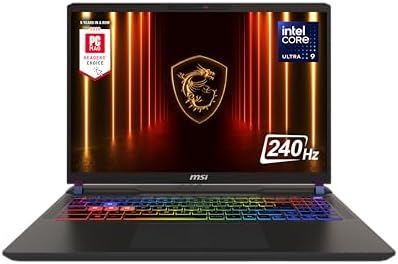 MSI Vector 16 HX AI 16” 240Hz QHD+ Gaming Laptop: MSI Vector 16 HX AI 16” 240Hz QHD+ Gaming Laptop: Intel Core Ultra 9-275HX, NVIDIA Geforce RTX 5070Ti, 16GB DDR5, 1TB NVMe SSD, Thunderbolt 5, Wi-Fi 7, Win 11 Home: Cosmo Gray A2XWHG-211US