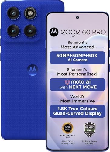 Motorola Moto Edge 60 Pro 5G Ai (Tmobile Mint Tello Motorola Moto Edge 60 Pro 5G Ai (Tmobile Mint Tello & Global) (512GB+12GB) NFC 50MP Triple Cam Dual Sim 6.7" XT2507-1 Latino American Version (Pantone Dazzling Blue)