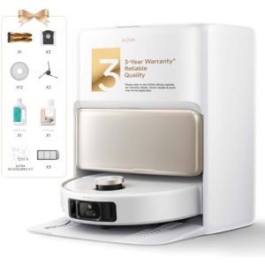 Mova V50 Ultra Complete Robot Vacuum and Mop Self-Cleaning, 24,000 Pa Suction, Liftable Navigation with Obstacle Overcoming and Warm Water Mopping with DuoSolution System Designed for Pets