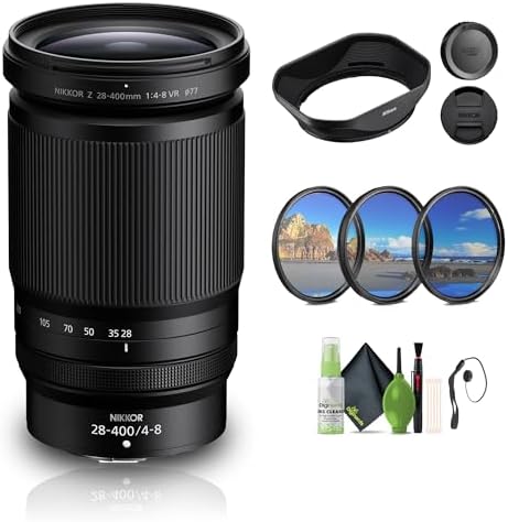 Nikon NIKKOR Z 28-400mm f/4-8 VR Mirrorless Lens + Cleaning Kit + 3 Piece Filter Kit + Lens Cap