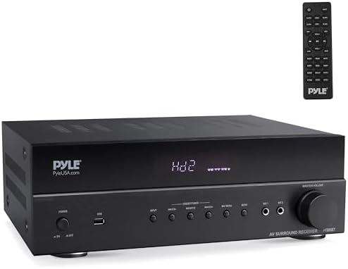 Pyle 5.2 Channel Hi-Fi Home Theater Receiver - 1000W MAX Pyle 5.2 Channel Hi-Fi Home Theater Receiver - 1000W MAX Wireless BT Surround Sound Stereo Amplifier System with 4k Ultra HD Support, MP3/USB/DAC, Ideal for Immersive Home Audio Experience