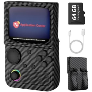 R36T Retro Handheld Game Console,WiFi Download Multiple Emulators,3.5'' IPS Screen,Retro Gaming Console Support WiFi Networked Fighting and OTG,Video Game Player for Christmas(Wood Grain Black)