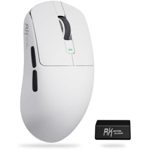 RK ROYAL KLUDGE RK M3 Gaming Mouse with 42000 DPI PAW3950 Optical Sensor 47g Lightweight Tri-Mode 2.4G/USB-C/Bluetooth Wireless Mouse 8000Hz Polling Rate with 5 Programmable Buttons White