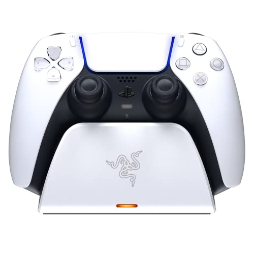 Razer Quick Charging Stand for PlayStation 5: Charge - Curved Razer Quick Charging Stand for PlayStation 5: Charge - Curved Cradle Design Matches PS5 DualSense Wireless Controller One-Handed Navigation USB Powered White (Controller Sold Separately)