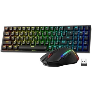 Redragon S136 Gaming Keyboard & Mouse Combo, 75% K628 Tri-Mode Wireless RGB Mechanical Keyboard and 7200 DPI Wireless Gaming Mouse Bundle, Convenient Shared Dongle