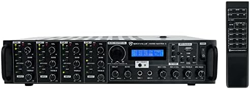Rockville Home Matrix 4 600W Multi Room Receiver/Amplifier, 8-Channel (4 Rockville Home Matrix 4 600W Multi Room Receiver/Amplifier, 8-Channel (4 Zones), Bluetooth, USB, Optical, Coaxial, RCA, Mic Inputs