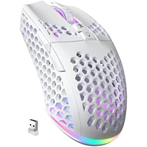 SOLAKAKA SM600 White Wireless Gaming Mouse,Tri-Modes BT5.1/Type-C Wired/2.4G Wireless Mouse with 2 Side Buttons, Programmable Macro Gamer Mouse with RGB Light for Laptop/PC/Mac