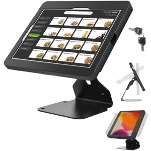 Tablet POS Stand for Desk, Heavy Metal, Flip Lockable Rotate Swivel - Compatible with 10.9" iPad 10th, Pro 11" 1 2 3 4, Air 4 5, Air 11", iPad 11"(A16) - BSC401BA
