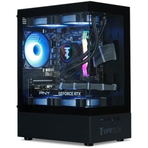 ViprTech Reaper 2.0 Liquid-Cooled PC - AMD Ryzen 7 8700F (5.0Ghz Turbo), GeForce RTX 5060 Ti 16GB, 16GB DDR5, 1TB NVMe SSD, 800w Gold PSU, VR-Ready, WiFi, BT, Win 11, Gaming Desktop Computer Black