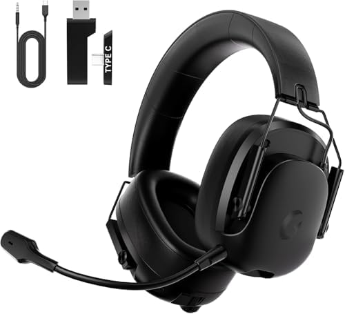 Wireless Gaming Headset for PS5, PS4, PC, Switch, Gaming Headset Wireless Gaming Headset for PS5, PS4, PC, Switch, Gaming Headset with Detachable Noise Cancelling Mic, 2.4GHz & Bluetooth 5.3 Dual Connection, 7.1 Surround Sound Black