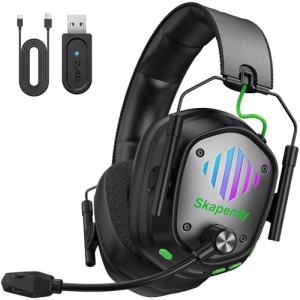 Wireless Gaming Headset for PS5, PS4, PC, Switch – 2.4GHz & Bluetooth Gaming Headphones with Mic, 3D Stereo Surround Sound, 20ms Low Latency, ENC Noise Canceling, RGB Light, 50H Battery