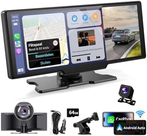 Wireless Portable Carplay Screen for Car - 10.26Inch Carplay & Wireless Portable Carplay Screen for Car - 10.26Inch Carplay & Android Auto Car Touch Stereo, with 4K Dash Cam, Backup Camera,Bluetooth,GPS Navigation