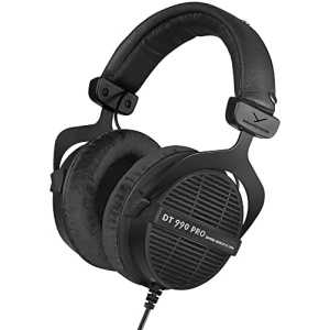 beyerdynamic DT 990 Pro Over-Ear Studio Monitor Headphones - Open-Back Stereo Construction, Wired (80 Ohm, Black (Limited Edition))