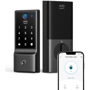 eufy Security Smart Lock C220, Fingerprint Keyless Entry Door Lock, Built-in Wi-Fi, App Remote Control, Front Door Smart Lock Deadbolt, 8Months Battery, Reliable Power, IP53 Waterproof, BHMA Grade 3