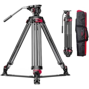miliboo Heavy Duty Tripod for Camera Video tripods with Adjustable Damping Head,Professional Photography Equipment with 33 lb Load,Working Height 18.5-65.8'',with Tripod Extension,Aluminum(MTT609A)