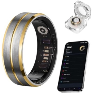 Smart Ring for Women Men, Tungsten Steel Fitness Tracker Ring with Sleep Monitoring, Heart Rate, Step Counting, IP68 Waterproof for iPhone and Android, No Subscription Fee