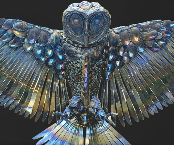 Scrap Metal Owl Sculpture