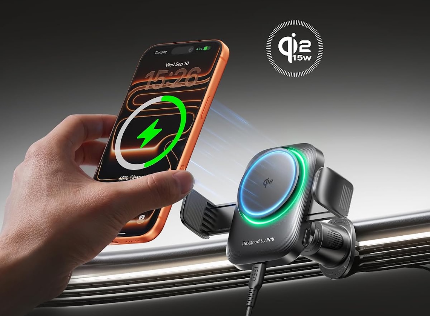 INIU 3 in 1 Magnetic Wireless Car Charger 4